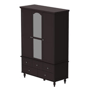Wardrobe Armoire Closet with 5 Drawers and Hanging Rod