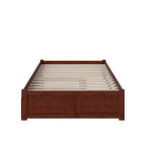 Full Platform Bed with Flat Panel Footboard and Turbo Charger with Twin Size Trundle