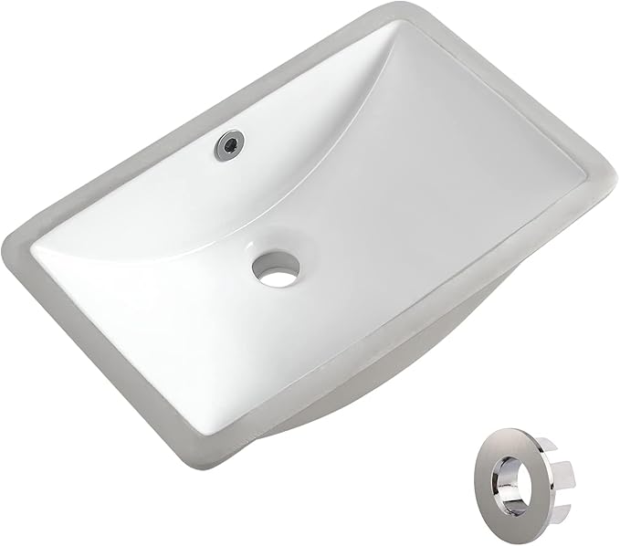 Durable Rectangle Undermount Sink Vitreous Ceramic Lavatory Vanity Bathroom