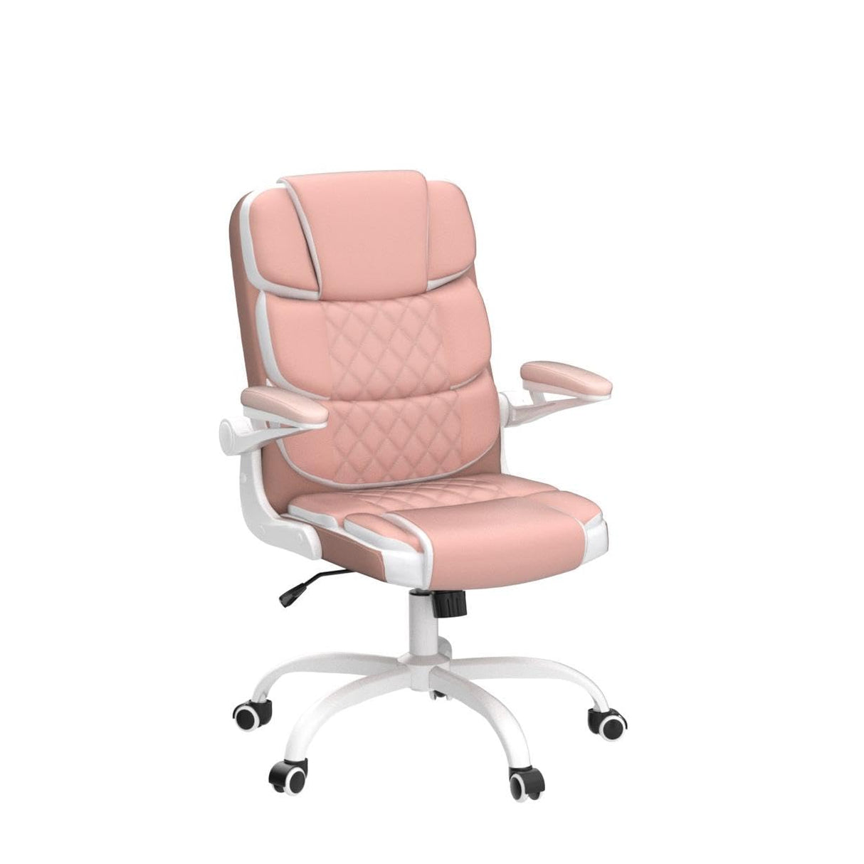 Ergonomic Office Chair Pink PU Leather Desk Chairs Computer Chair with Wheels