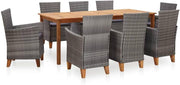 9 Piece Outdoor Dining Set for Elevated Experiences, Elegant Rattan and Solid Acacia Wood
