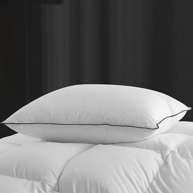 Hotel Feather Pillows Queen Size Set of 2, Feathers Down Pillows Composite