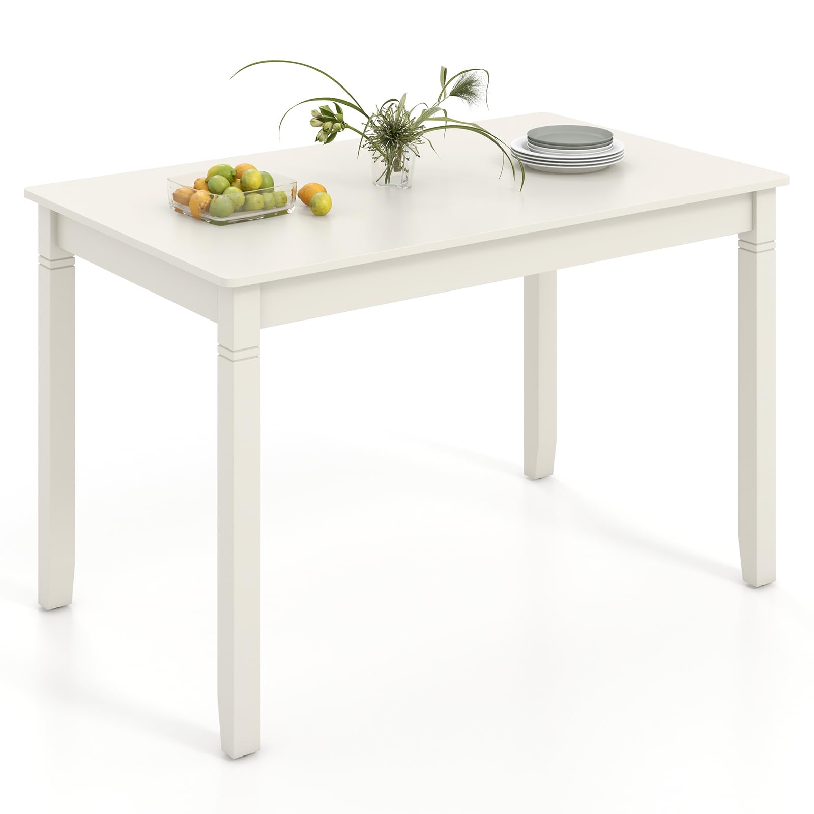 Dining Table for 4 People, 48” x 29” Kitchen Table with Wood Legs, Rectangular Dinner Table for Small Space,