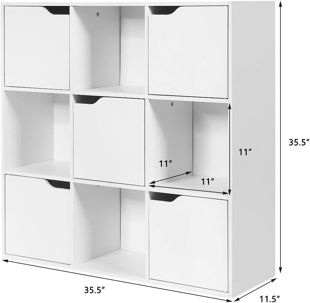 9-Cube Storage Organizer, Storage Cabinet with 4 Open Cubes
