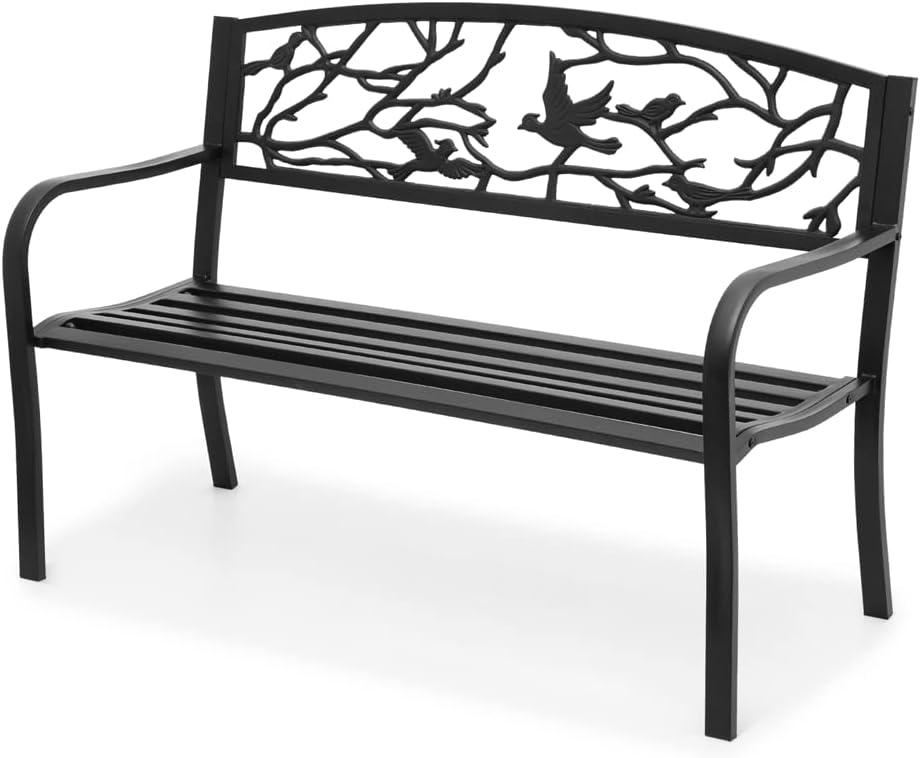 Outdoor Bench Garden Patio Porch Furniture Aluminum Lightweight Sturdy 50 inch Bench