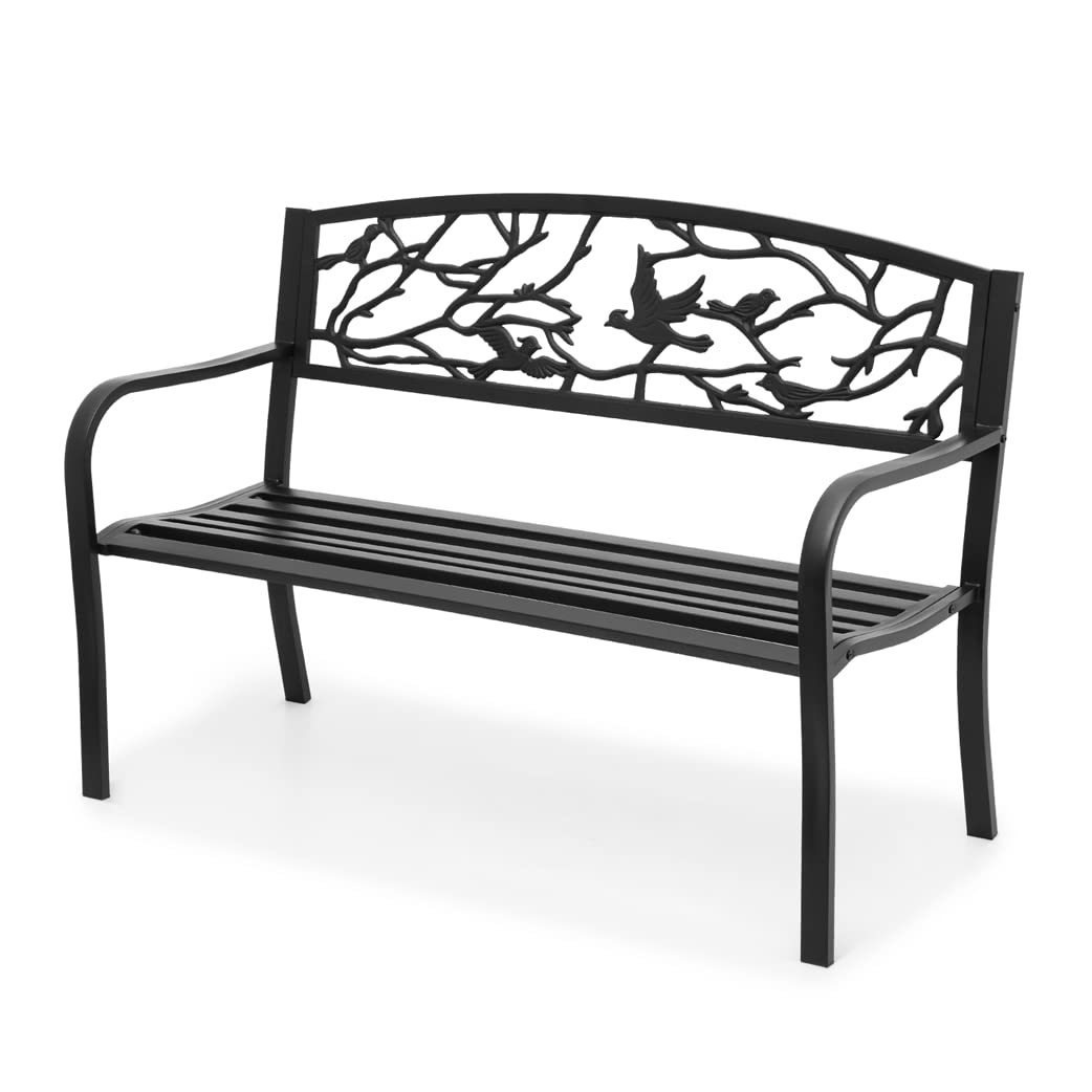 Outdoor Bench Garden Patio Porch Furniture Aluminum Lightweight Sturdy 50 inch Bench