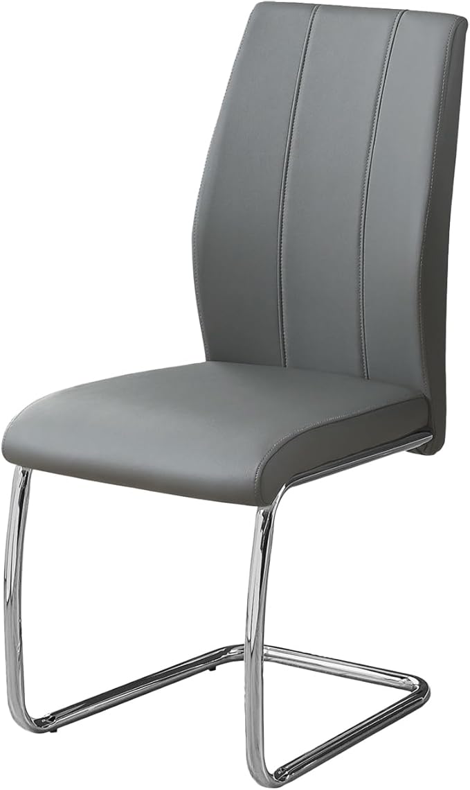 2 Piece DINING CHAIR-2PCS/ 39" H/WHITE LEATHER-LOOK/CHROME, 17.25" L x 20.25" D x 38.75" H