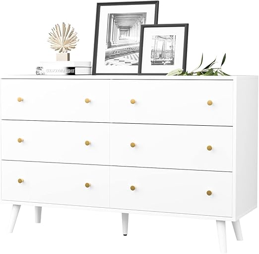 SINROM Black Dresser for Bedroom, Modern 6 Drawer Dresser