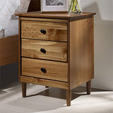 Modern 3 Drawer Wood Nightstand Bedroom Side End Table in Caramel