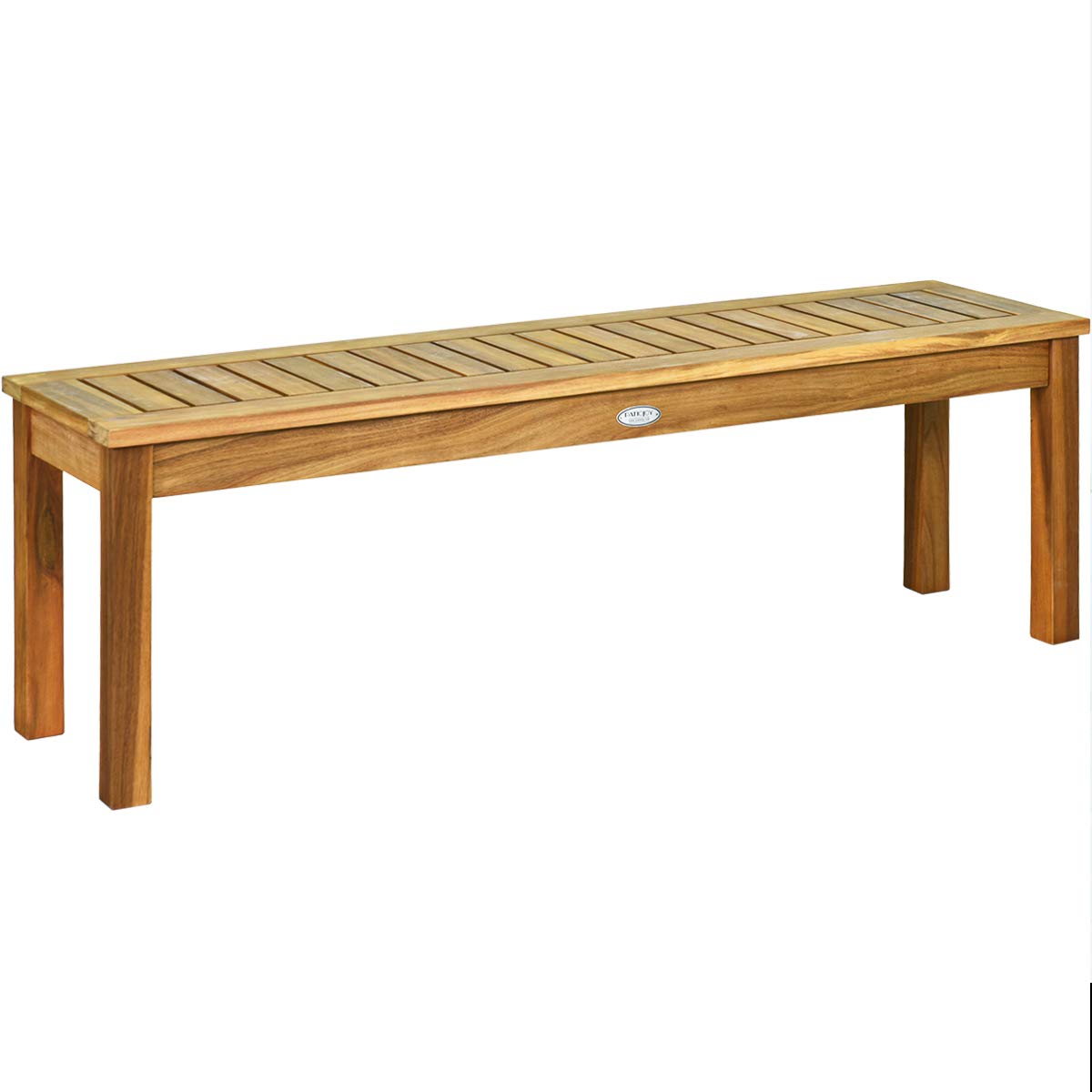 52 Inches Acacia Wood Outdoor Bench, Wood Bench for Dining Room Entryway Poolside