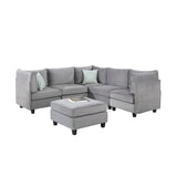 6 Piece Velvet Modular Sectional Sofa with Ottoman