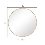 Round Shape Sleek Metal Frame Mirror, Gold