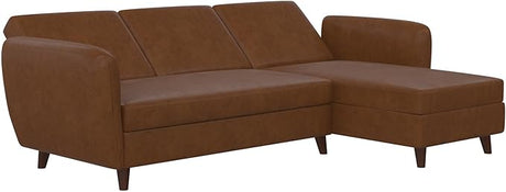 Perry Reversible Sectional Futon with Storage, Convertible Sleeper