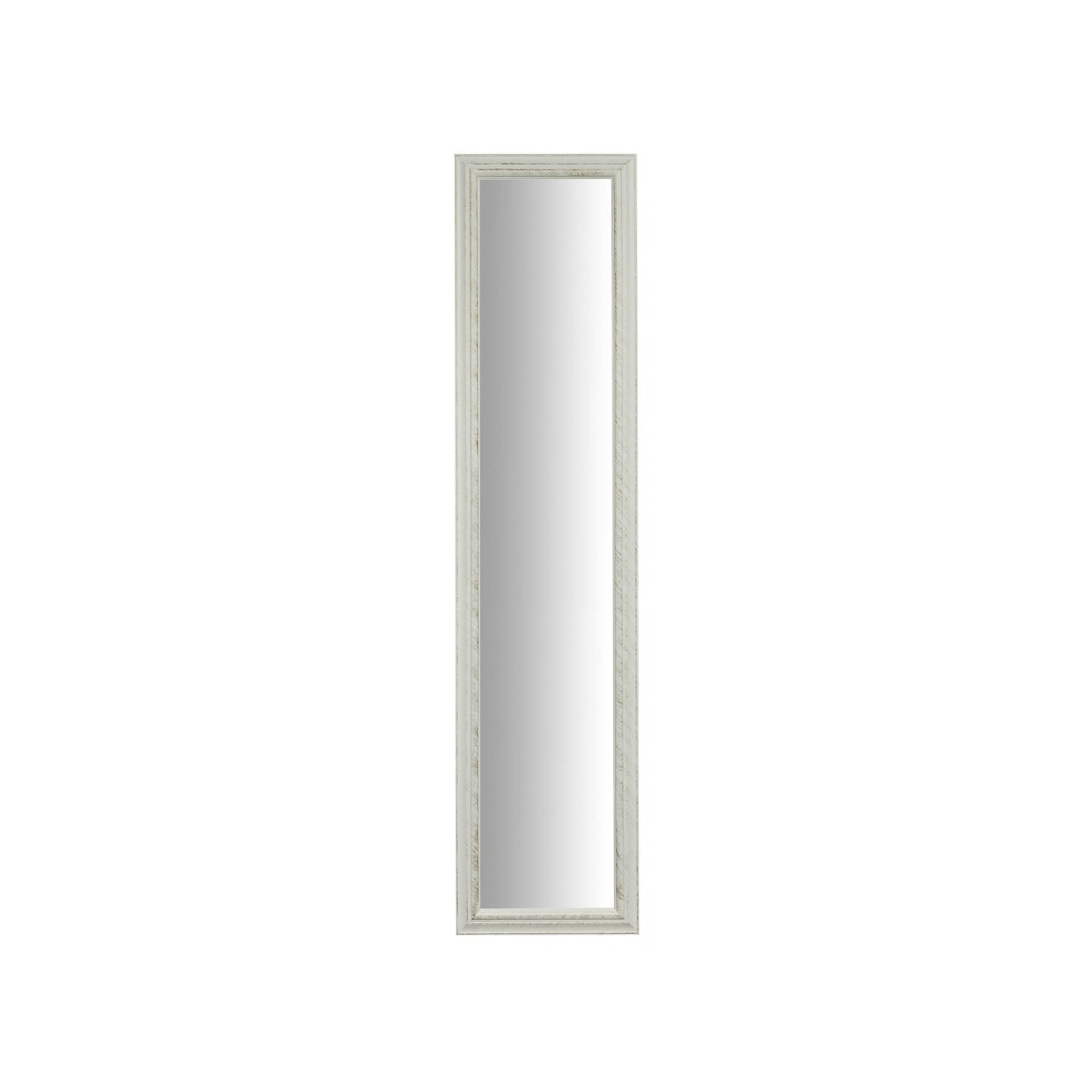 Antiqued White Finish Floor Mirror