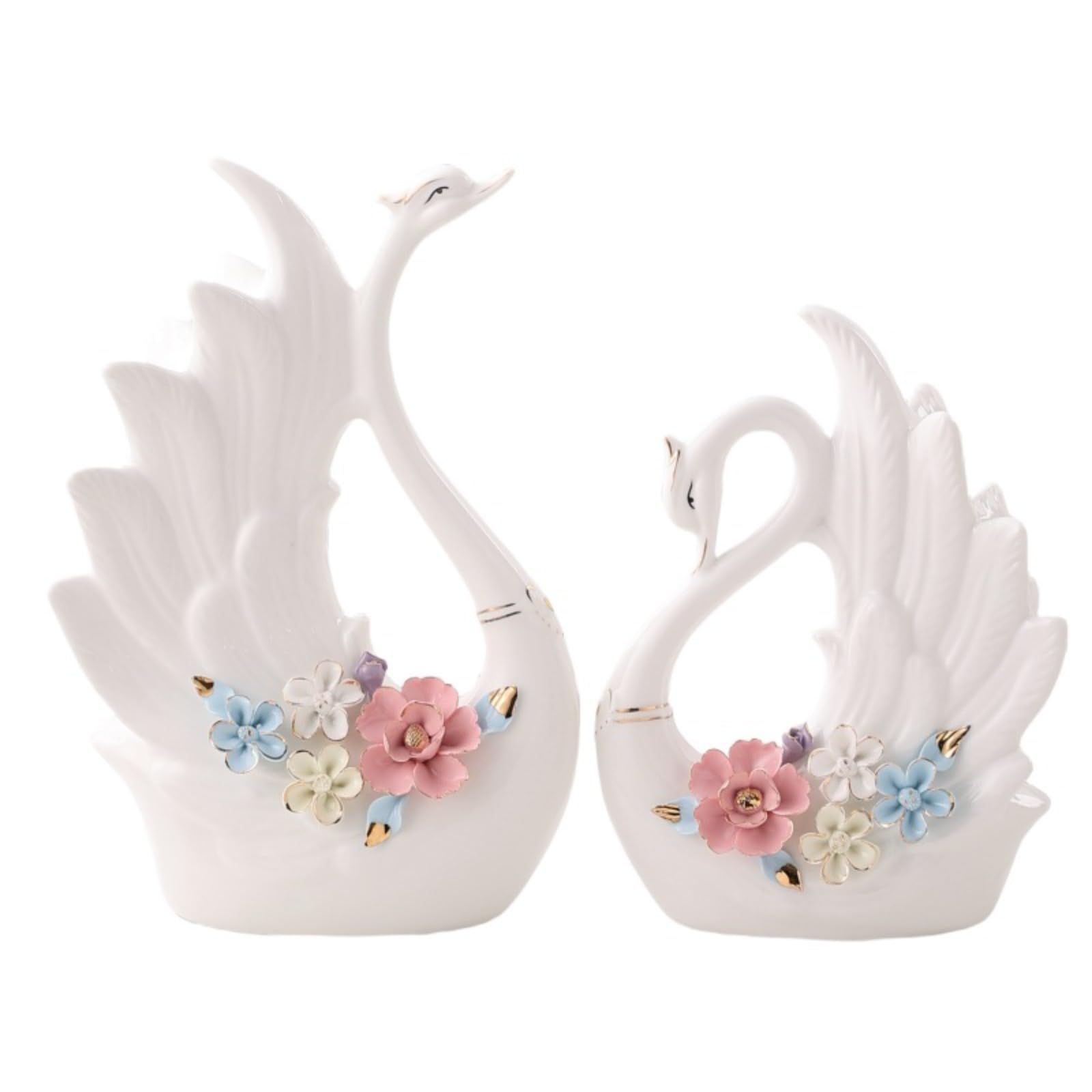 Ceramic Swan Figurines Couple Gifts, Porcelain Swan Statue Sculpture Home Decor,