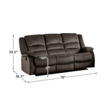 Transitional Microfiber Double Reclining Sofa in Chocolate