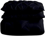 All-Season Queen Size Black Pinch Pleated Comforter with 4 Corner Tabs 100% Organic Cotton 500 GSM Fill Goose Down Lightweight Super Plush Baffle Pintuck Comforter Only(1 Piece)