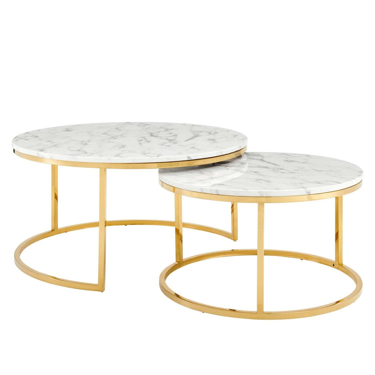 Ravenna Artificial Marble Coffee Table in Gold White, 35.5 x 35.5 x 18