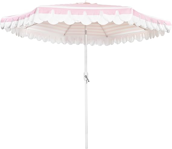 9Ft Elegant Valance Patio Umbrella, Outdoor Umbrellas for Patio with Tilt and Crank Systerm