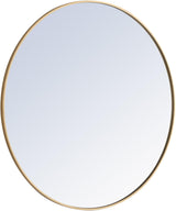 42" Round Metal Frame Mirror in Brass