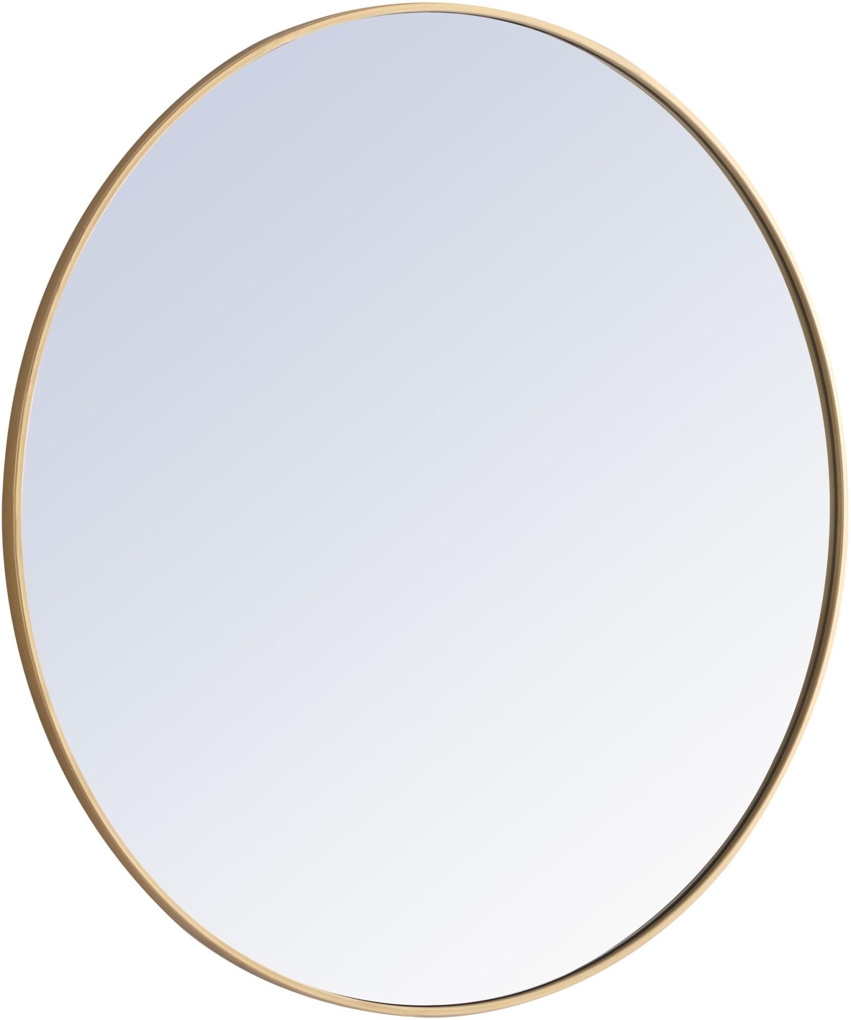 42" Round Metal Frame Mirror in Brass