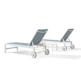 Outdoor Chaise Lounge Chairs Set of 2 White Aluminum Lounge Chair