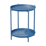 End Table, Round Metal Side Table with Removable Tray, Small Storage Side Table Outdoor