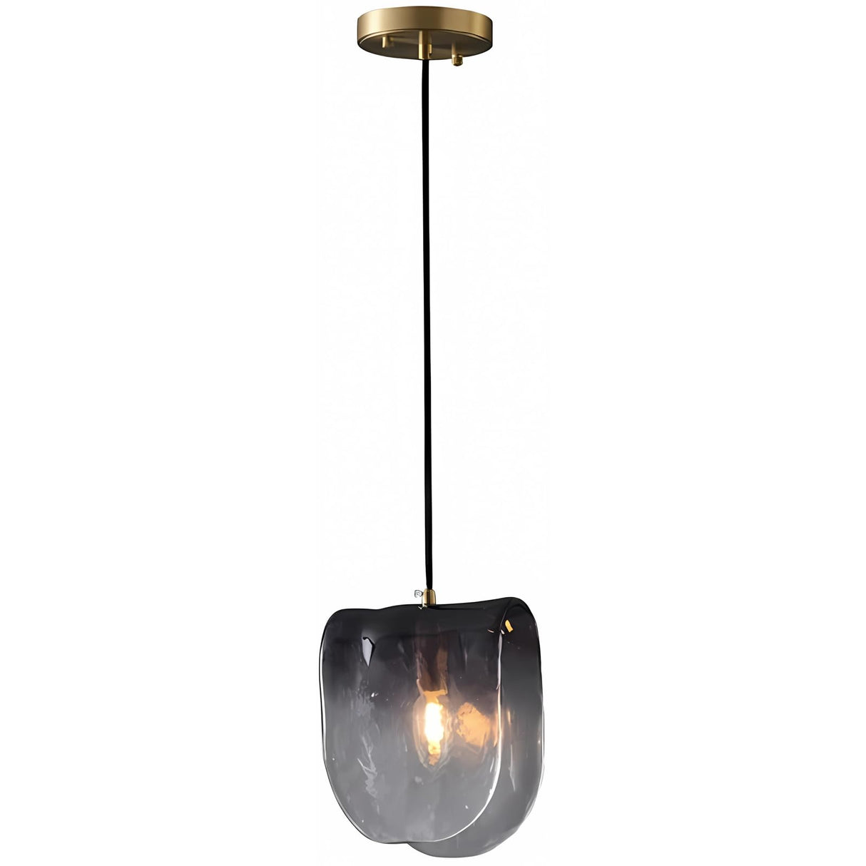 Gradient Smoke Grey Glass Pendant Light - Modern Kitchen Island Lighting