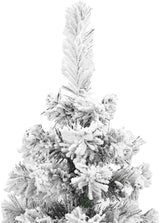 Slim Artificial 7ft Christmas Tree with Flocked Snow - Green PVC Indoor and Outdoor