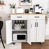 Kitchen Island with Storage on Wheels, Rolling Kitchen Island with 2 Drawers