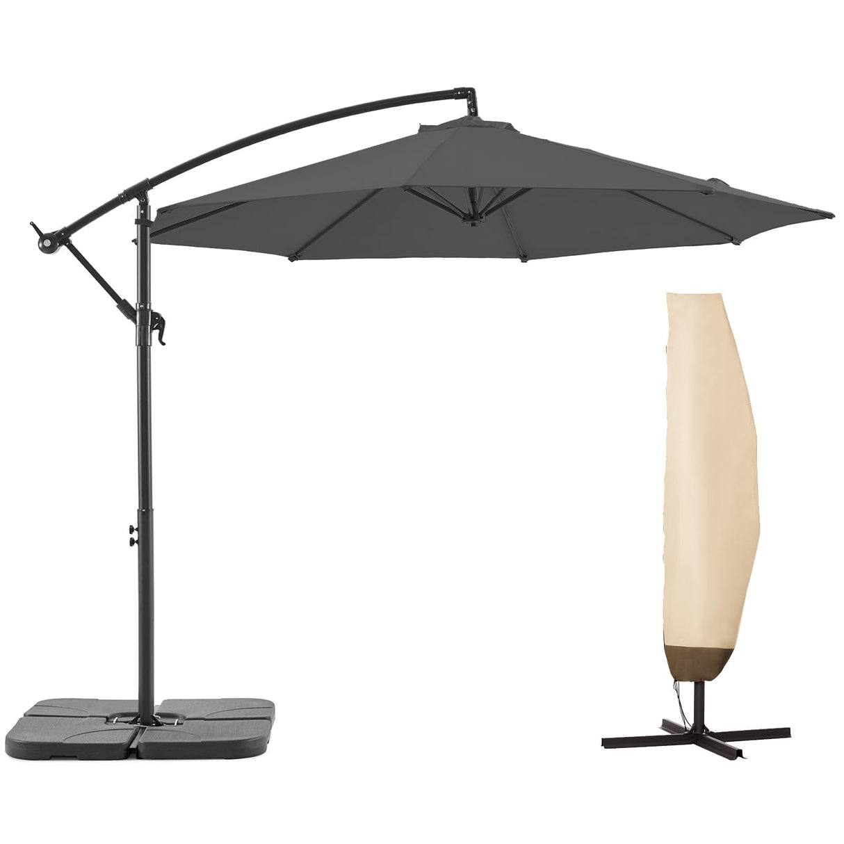 BANYAN 10 FT Patio Offset Umbrella Cantilever Hanging Umbrellas, 24 Month Fade Resistance