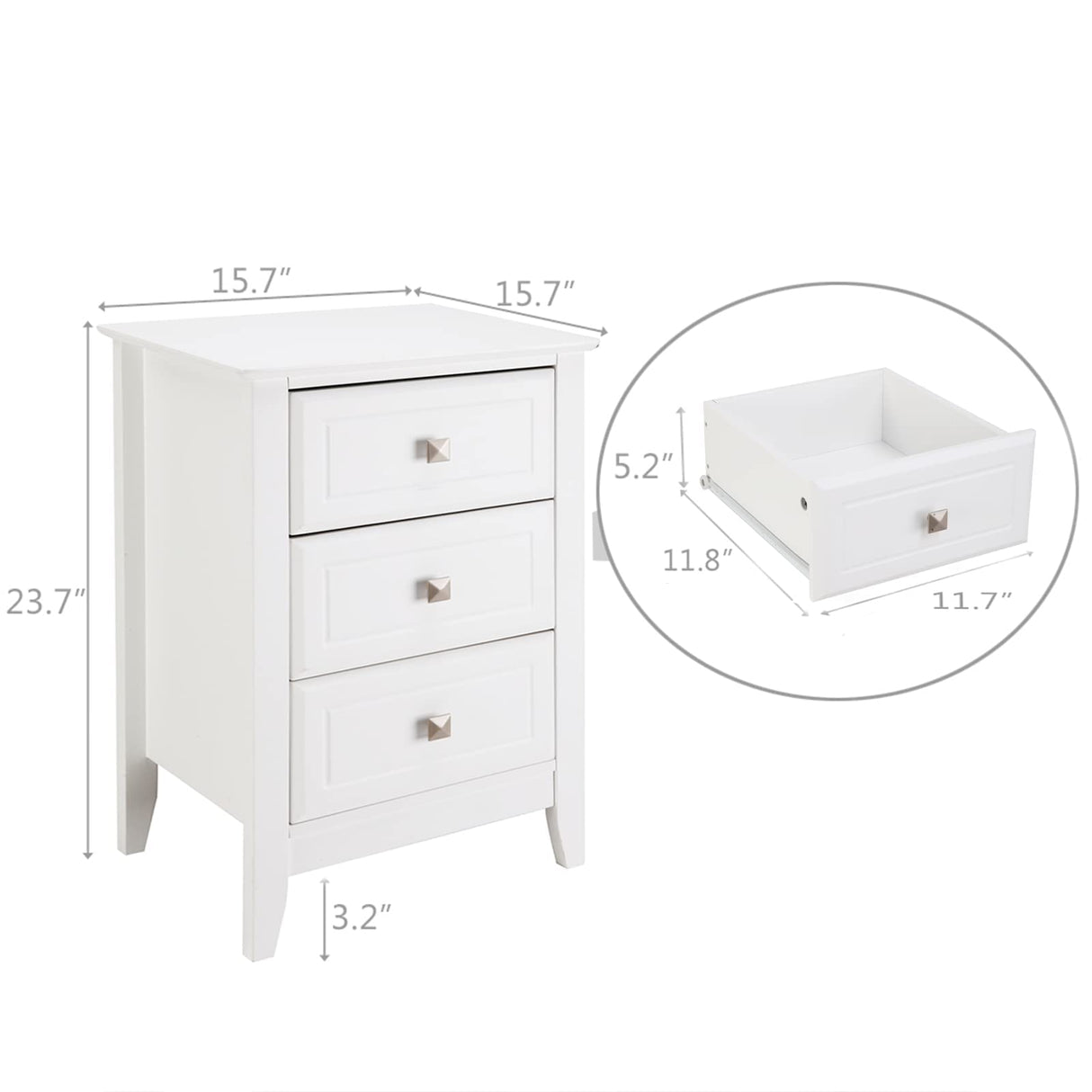 Upgraded White Night stands for Bedrooms Set of 2, Modern Nightstand