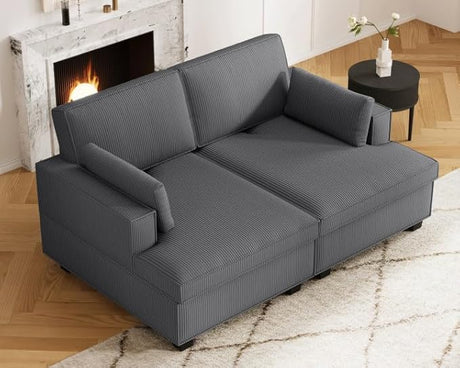 75" Oversized Loveseat Sofa, Comfy Corduroy Sectional Cloud Couch with Adjustable