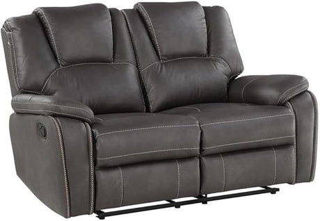 Katrine Charcoal PU Manual Love Seats, Two Built-in Recliners