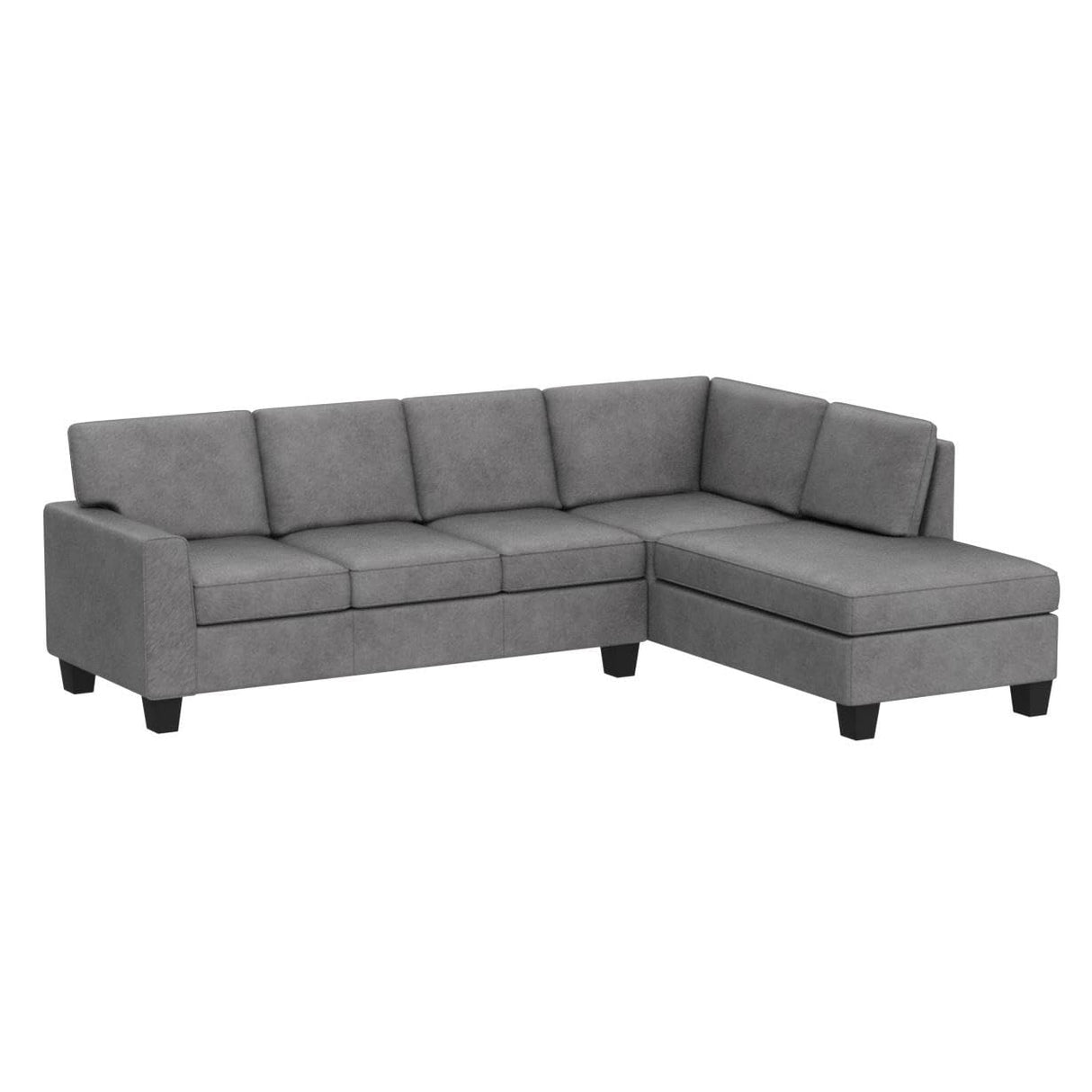 Sectional Sofa with 4 Cushions, Modern Tufted Micro Cloth L-Shaped Sofa Couch, with Memory Foam, 5 Seat Modular sectional Sofa with Reversible Chaise - Light Grey - Oliver & Smith