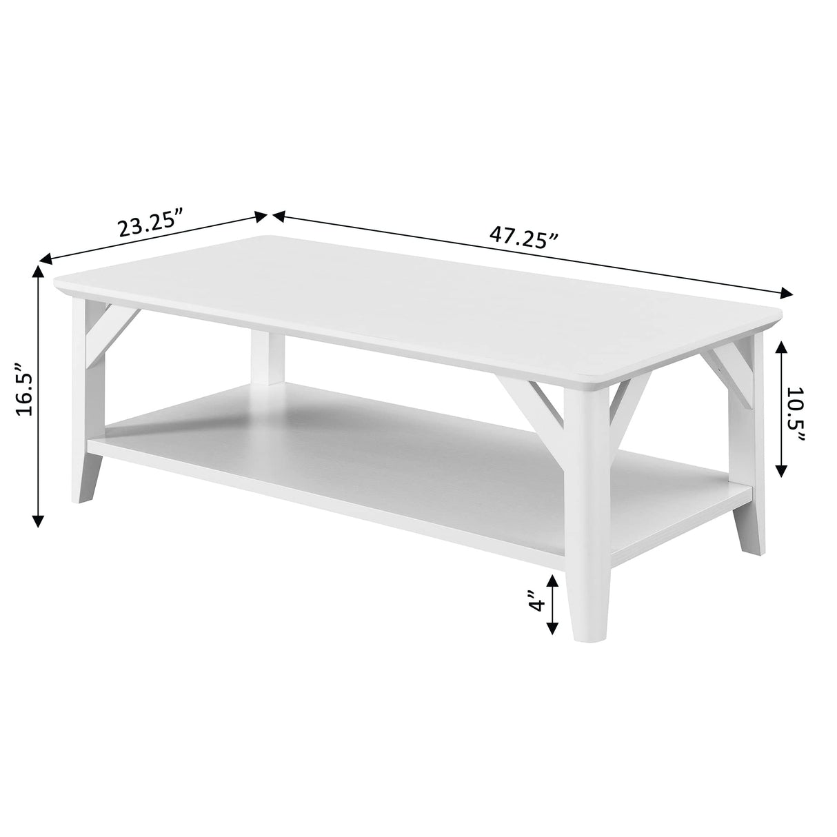 Winston Coffee Table with Shelf, White