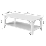 Winston Coffee Table with Shelf, White