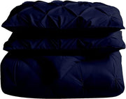 Eastern King Size Navy Pinch Pleated Comforter with 4 Corner Tabs 100% Organic Cotton