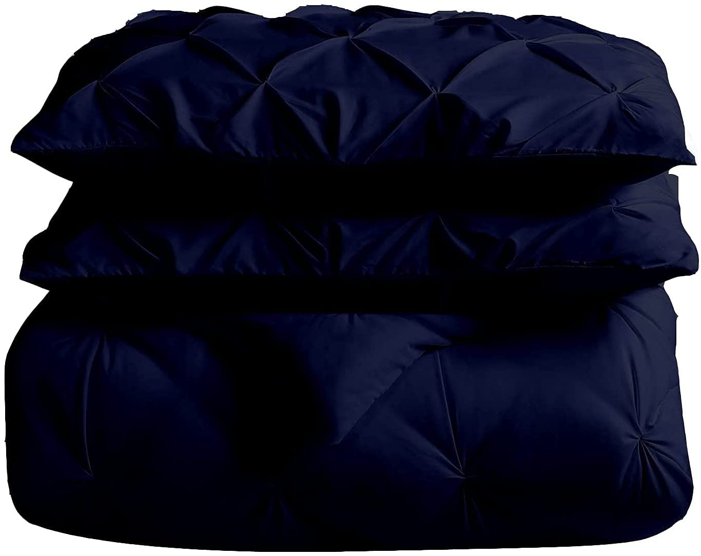 Eastern King Size Navy Pinch Pleated Comforter with 4 Corner Tabs 100% Organic Cotton