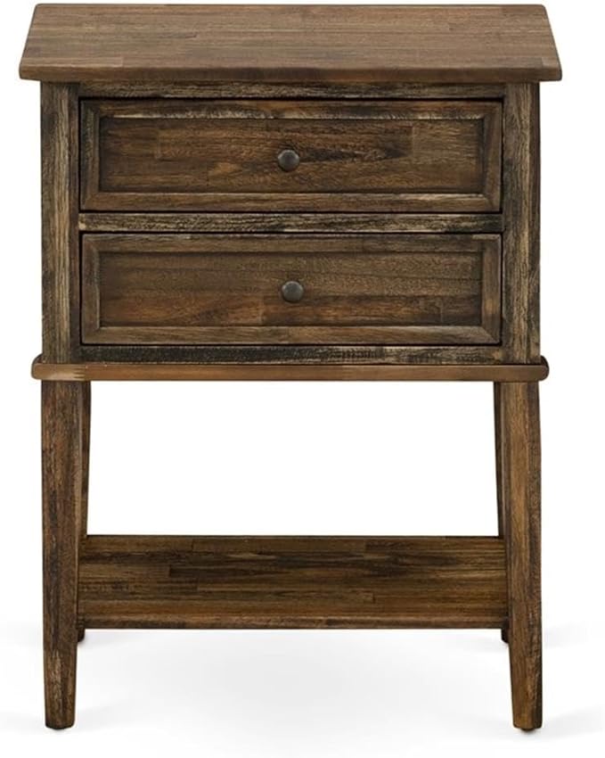 East West Furniture Valencia Night Stand-Rectangle End Table with 2 Drawers for Bedroom, 16x22 Inch, Clover Green