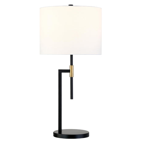 25" Tall Table Lamp with Fabric Shade in Matte Black/Brass