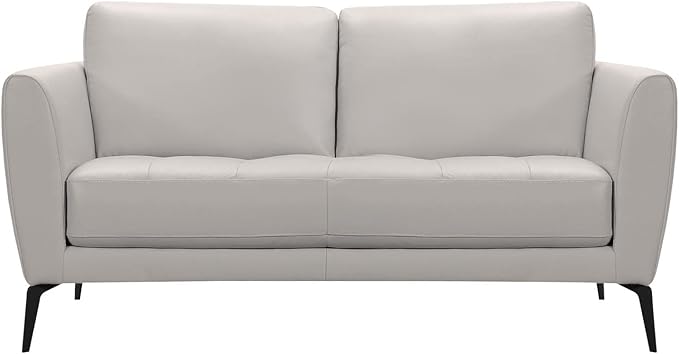 Contemporary Chair in Genuine Dove Gray Leather with Black Metal Legs