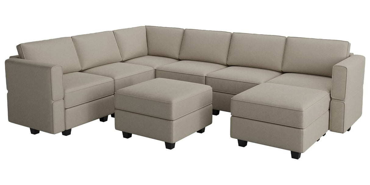 Modular Sectional Sofa with Storage Seat Oversized U Shaped Couch with Reversible Chaise Sofa Set with Ottoman Velvet Grey