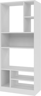 Comfort Valenca 2.0 Bookcase with 5 Unique Shelves, 35-Inch Tall, Space-Saving Mid Century Modern Bookshelf with Open Design, Free Standing Storage Display, Easy Assembly, White