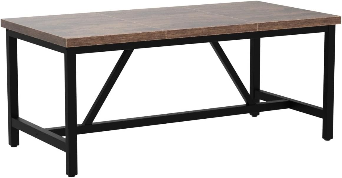 70.8" Large Kitchen Dining Room Table for 6-8 People, Rustic Brown Farmhouse Industrial Wood Style Rectangle