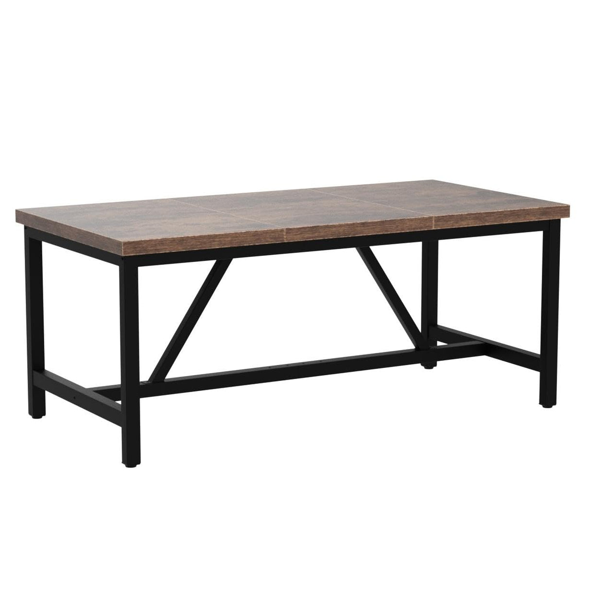 70.8" Large Kitchen Dining Room Table for 6-8 People, Rustic Brown Farmhouse Industrial Wood Style Rectangle