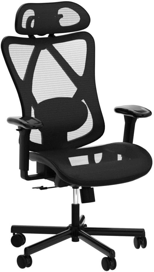 Mesh Office Chair,Ergonomic Office Chairs with Wheels,Adjustable Lumbar Support,Armrest,Headrest-Tilt High Back Desk Chair with Mute Wheel for Office, Home, Gaming