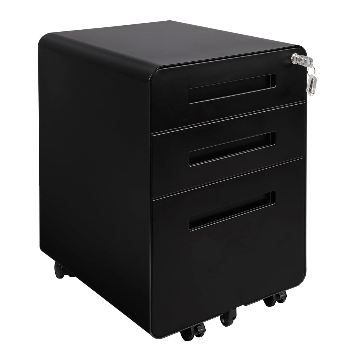 3 Drawer Mobile File Cabinet with Lock, Heavy Duty Metal Filing Cabinet Rolling Pedestal Under Desk