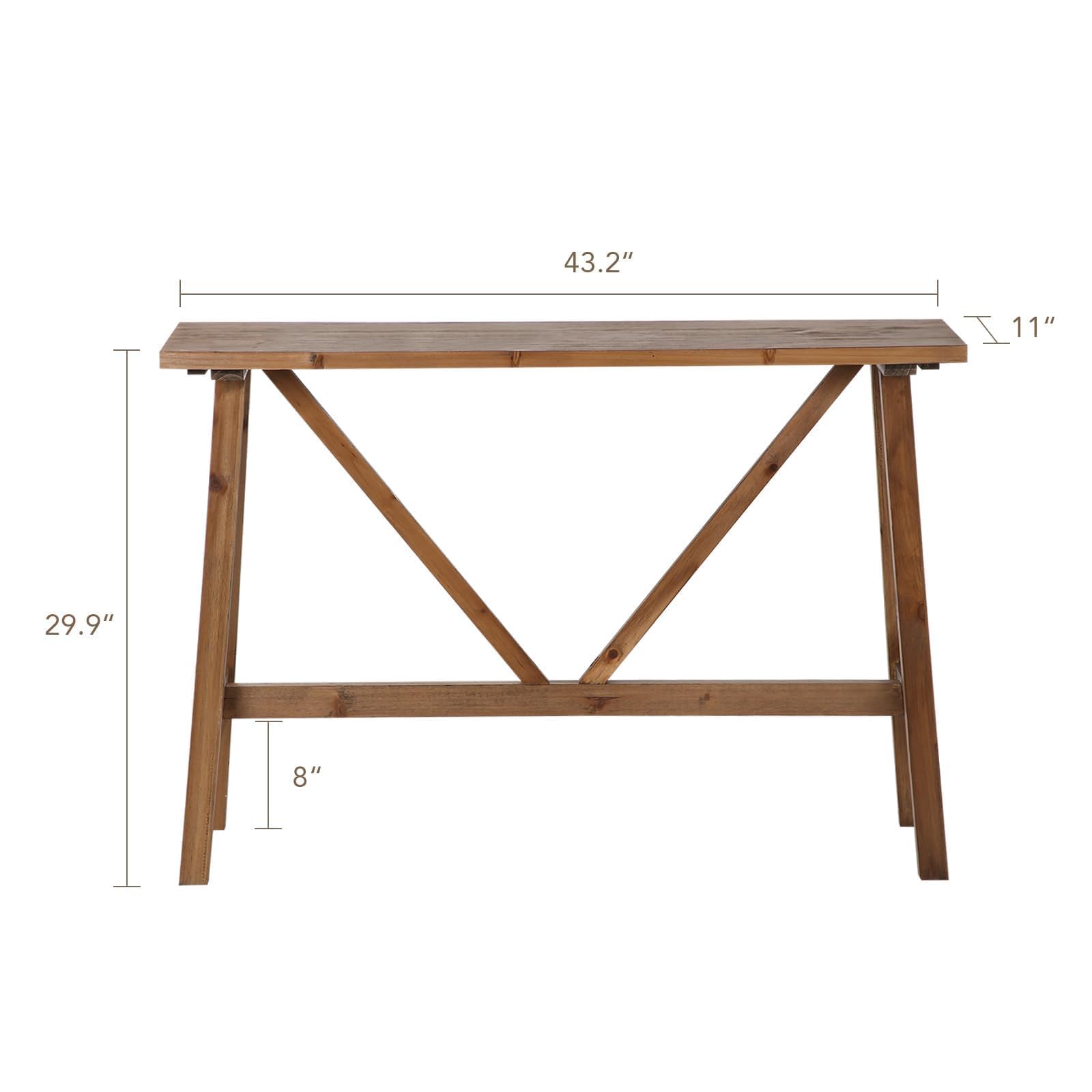 43" Farmhouse Solid Wood Console Table - Rustic Entryway Hallway Sofa Table