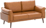 Loveseat Sofa, 57'' Brown Loveseat, Sofa for Small Spaces, 2 Seater Modern Sofa for Living Room, Small Couch for Bedroom,Apartment, Condo, Caramel